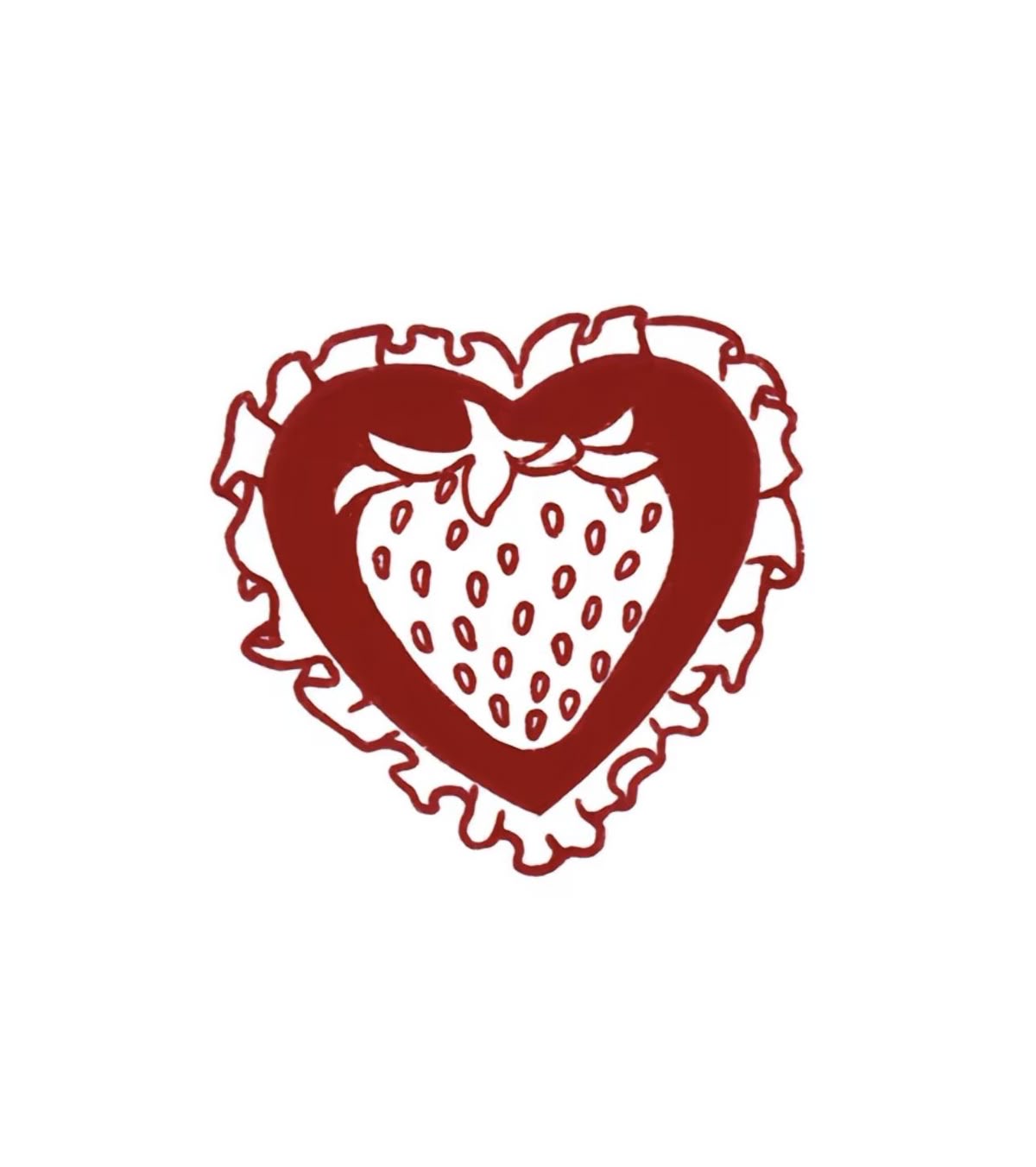 hand-drawn strawberry heart with ruffle
